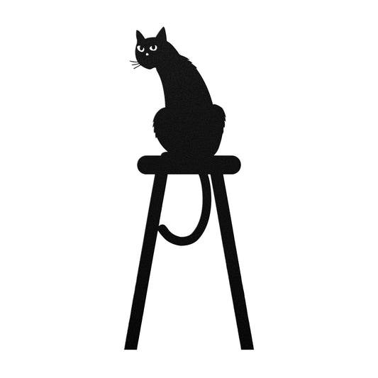 Cat Sitting on Chair Wall Decor for Feline Aficionados
