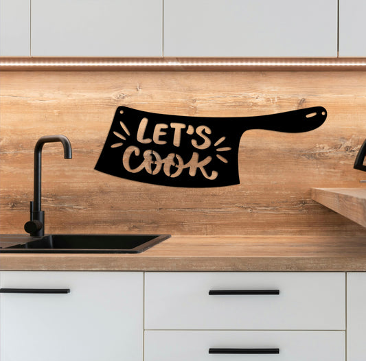 Culinary Command: Engraved Cleaver Metal Kitchen Sign
