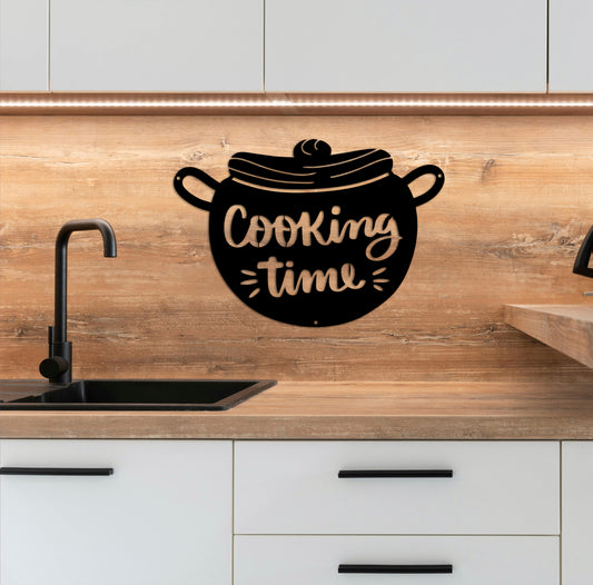 Culinary Charm: Engraved Cooking Pot Metal Kitchen Sign