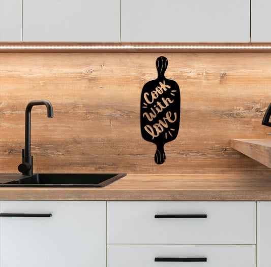 Heartfelt Cuisine: Engraved Chopping Board Metal Kitchen Sign